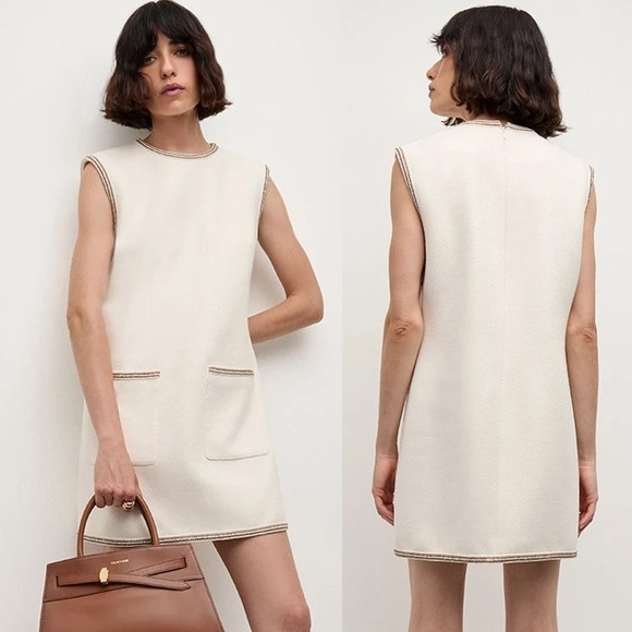 Veronica Beard Dresses & Skirts - Veronica Beard Ravena Ecru Sleeveless Cotton Blend Shift Mini Dress XS (2)